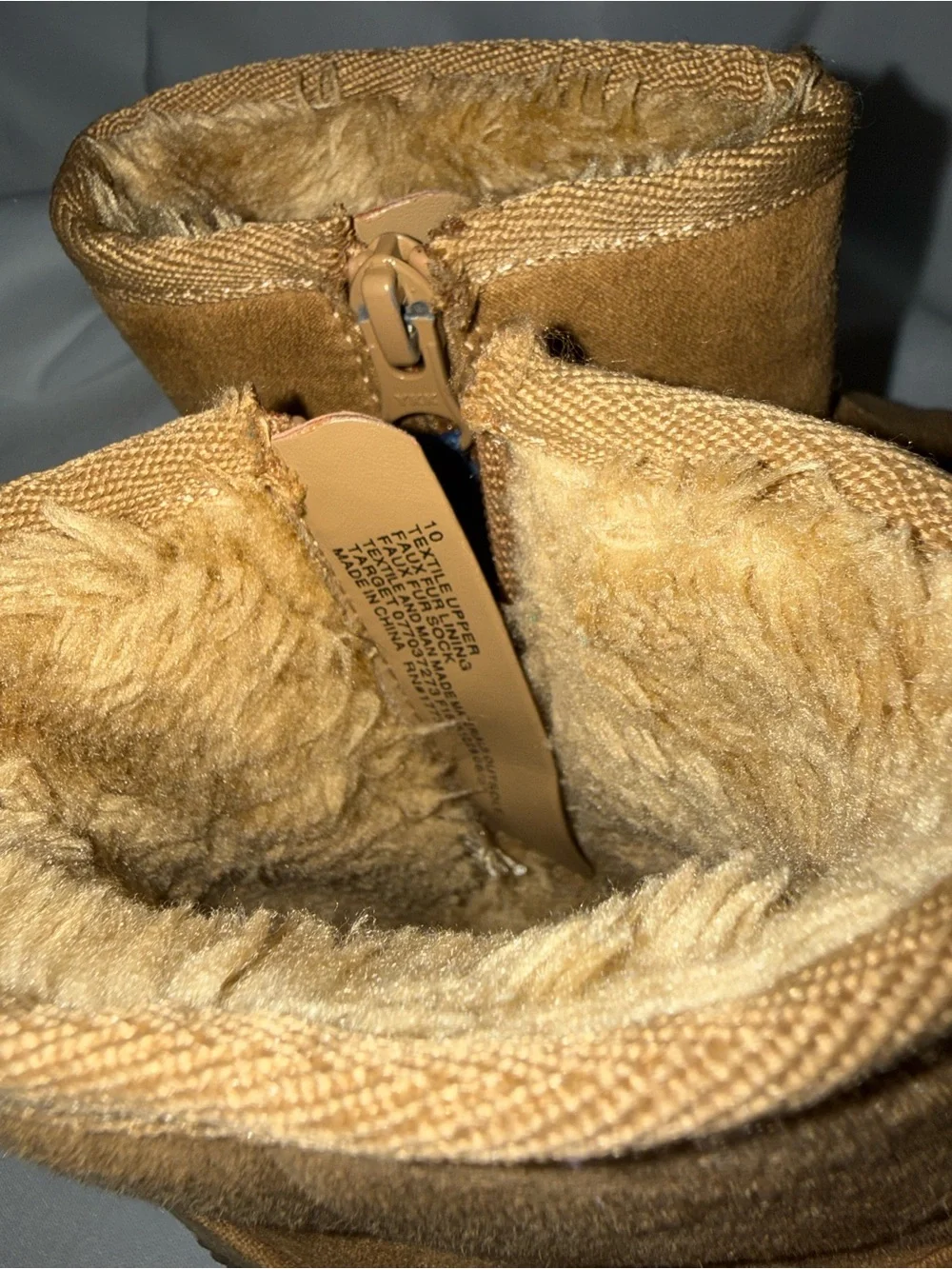 Camel brown fur lined toddler boots